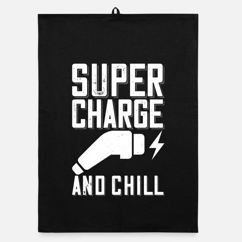 Supercharge And Chill - pour les fans de voitures électriques Torchon bio