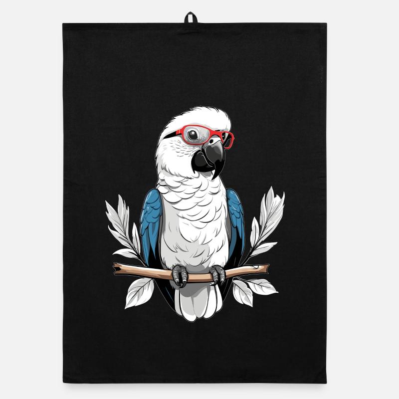 Parrot with glasses Organic dish towel