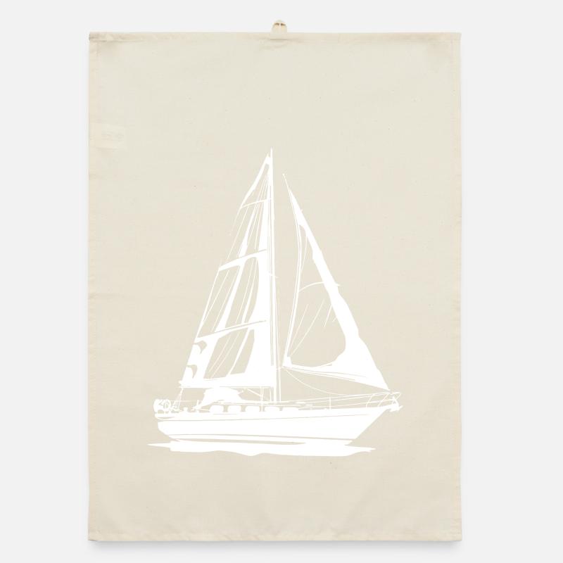 Sailboat Drawing Organic dish towel