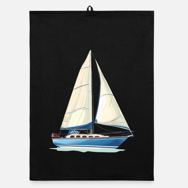 Segelboot Grafik Organic Geschirrtuch