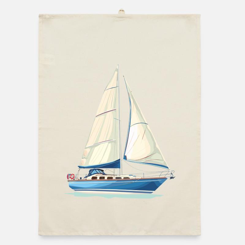 Sailboat Graphics Organic dish towel