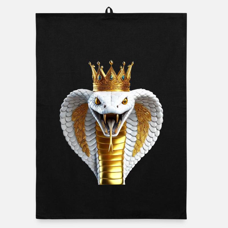King Cobra with Crown - Organic dish towel - black