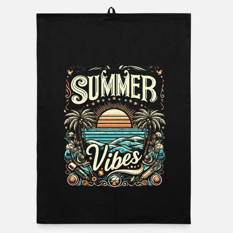 SUMMER Vibes colorful, modificated - Organic Geschirrtuch - Schwarz