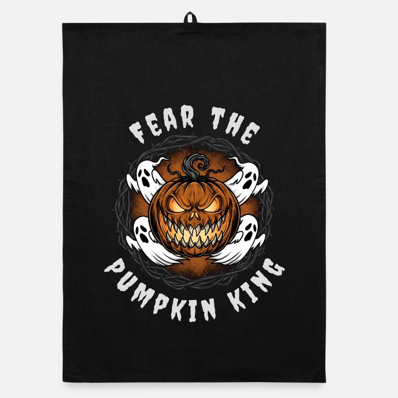 Fear the Pumpkin King - Design d’Halloween effrayant - Torchon bio - noir