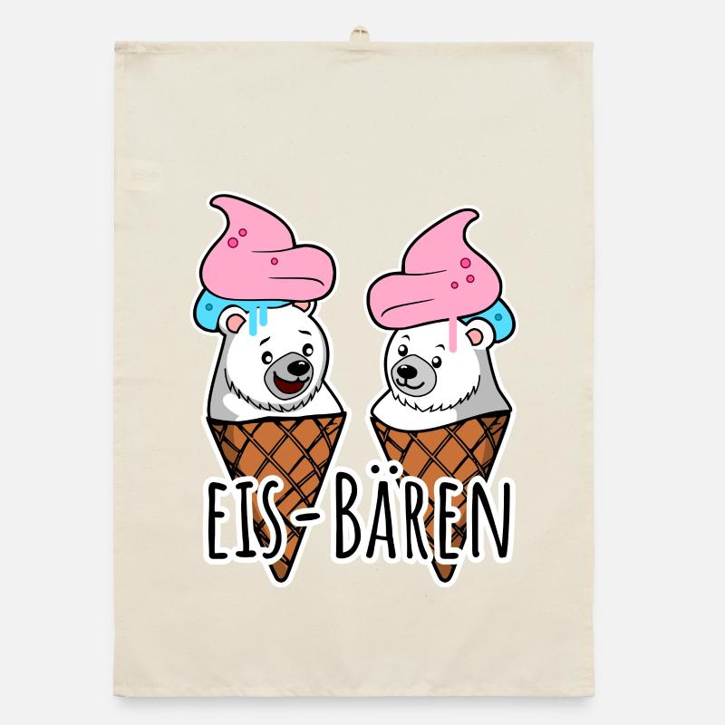 Zwei leckere Eis Bären an der Eisdiele Organic Geschirrtuch
