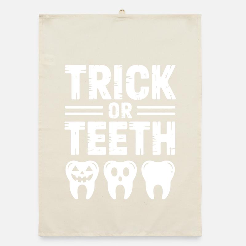 Trick oder Teeth Halloween-T-Shirt Organic Geschirrtuch