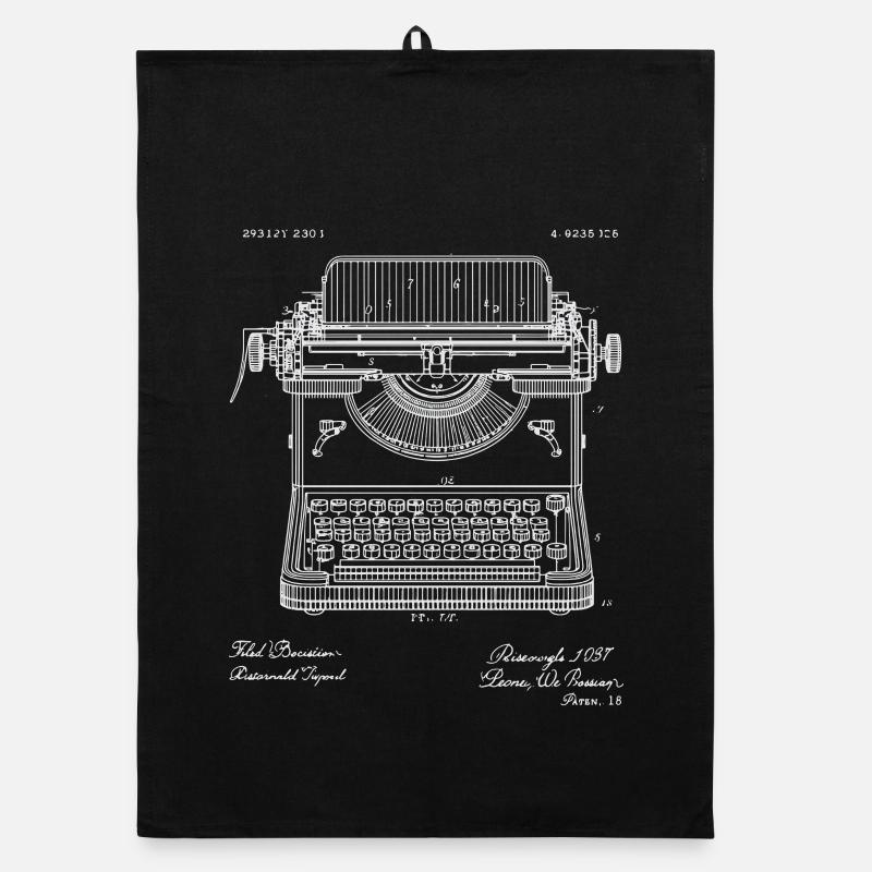 Vintage Typewriter Blueprint Organic dish towel