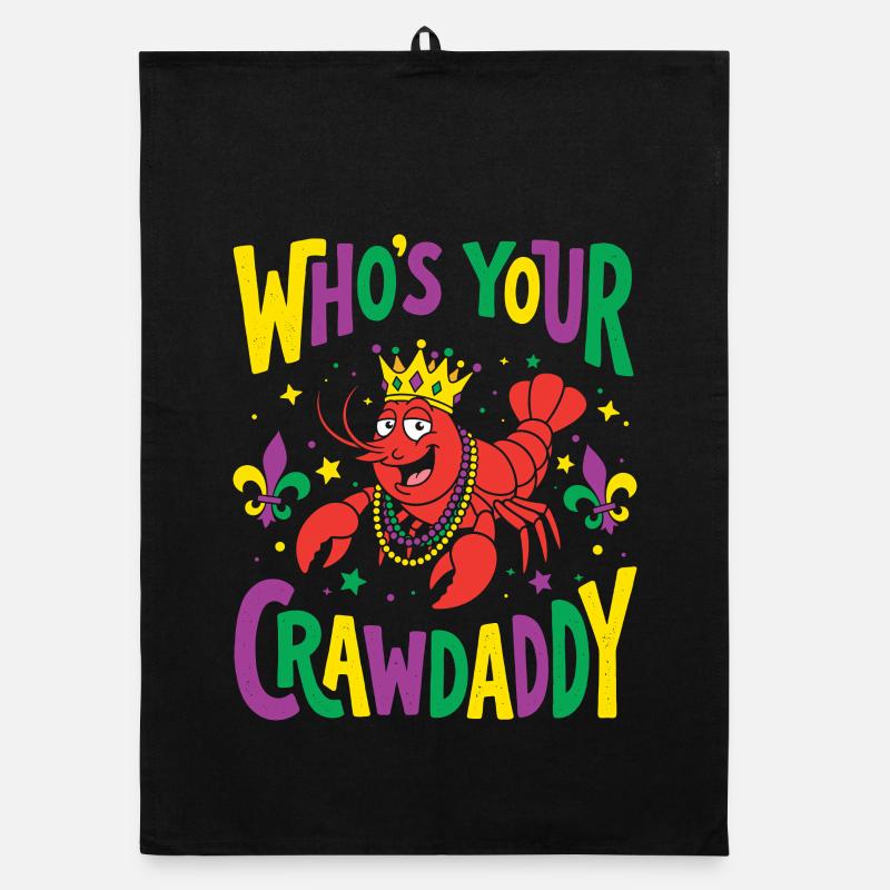 Wer ist dein Crawdaddy Lustiger Mardi Gras - Organic Geschirrtuch - Schwarz