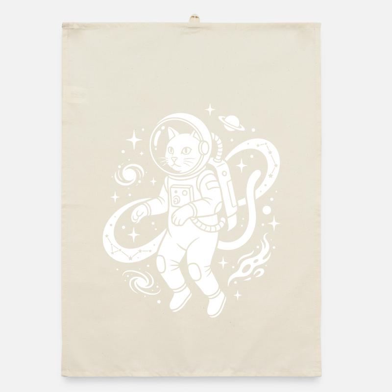 Space Explorer Kitty Organic Geschirrtuch