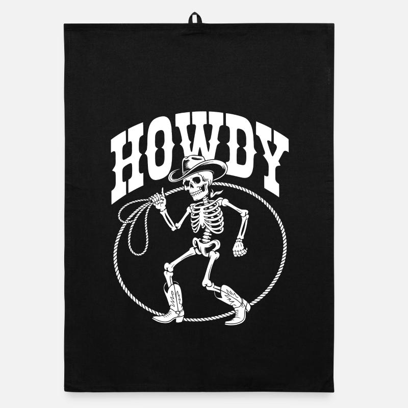 Line Dance Howdy Skeleton Organic dish towel