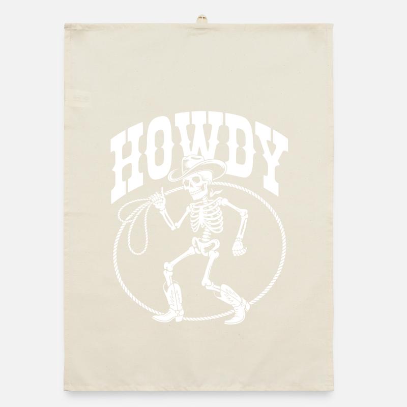 Line Dance Howdy Skeleton Organic dish towel