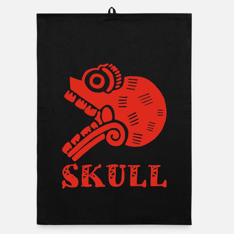 Red Tribal Skull Organic dish towel