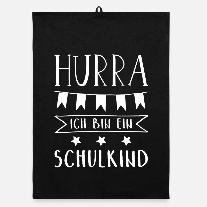 Hurra Ich bin ein Schulkind Einschulung Organic Geschirrtuch