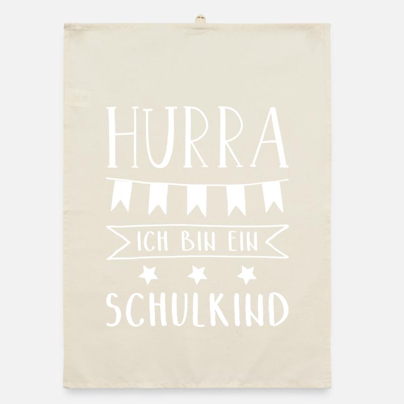 Hurra Ich bin ein Schulkind Einschulung Organic Geschirrtuch