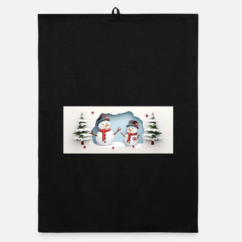 2 petits bonhomme de neige Torchon bio