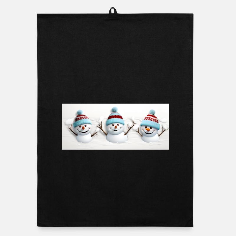 3 mignons bonhomme de neige - Torchon bio - noir