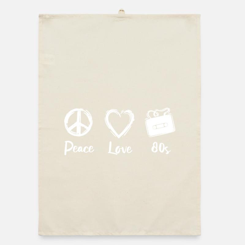 Peace Love 80s Organic dish towel