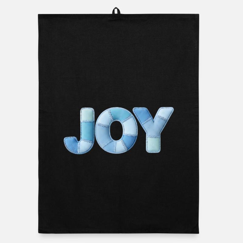Blue Patchwork Joy Lettering Organic dish towel