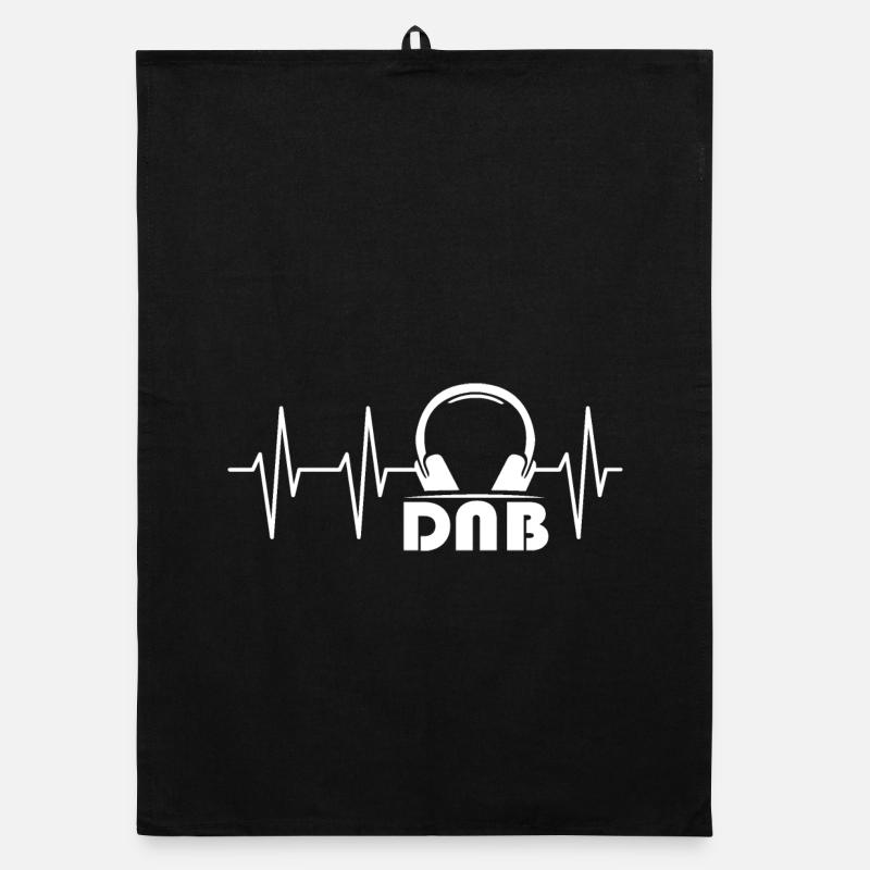 dnb drum bass ekg puls herzschlag Kopfhörer Logo Organic Geschirrtuch