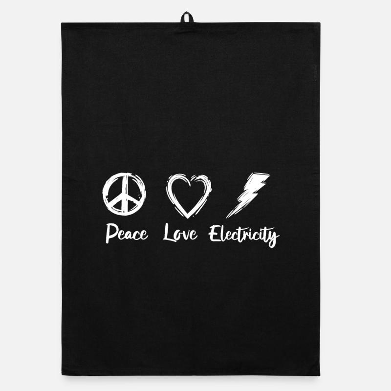 Peace Love Electricity Organic dish towel