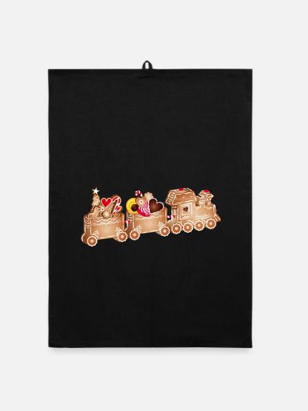 magical 3D gingerbread railway for Christmas - Organic dish towel - black - Front