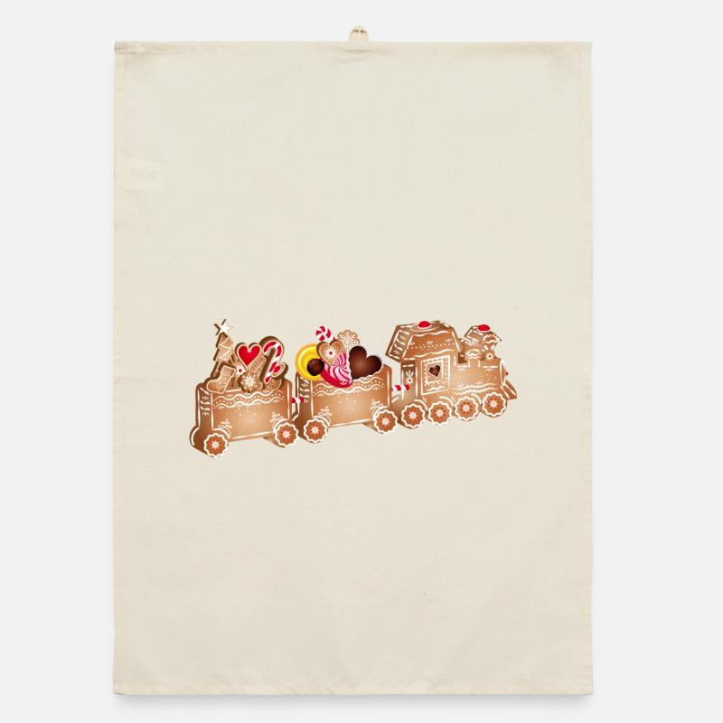 magical 3D gingerbread railway for Christmas Organic dish towel