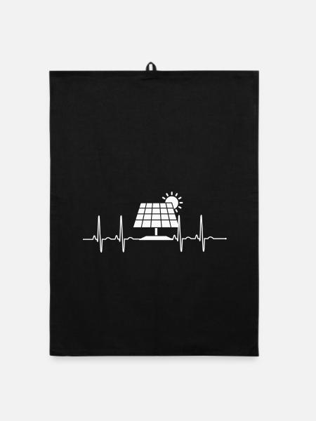EKG Solarenergie PV Strom Herzlinie erneuerbar - Organic Geschirrtuch - Schwarz - Vorne