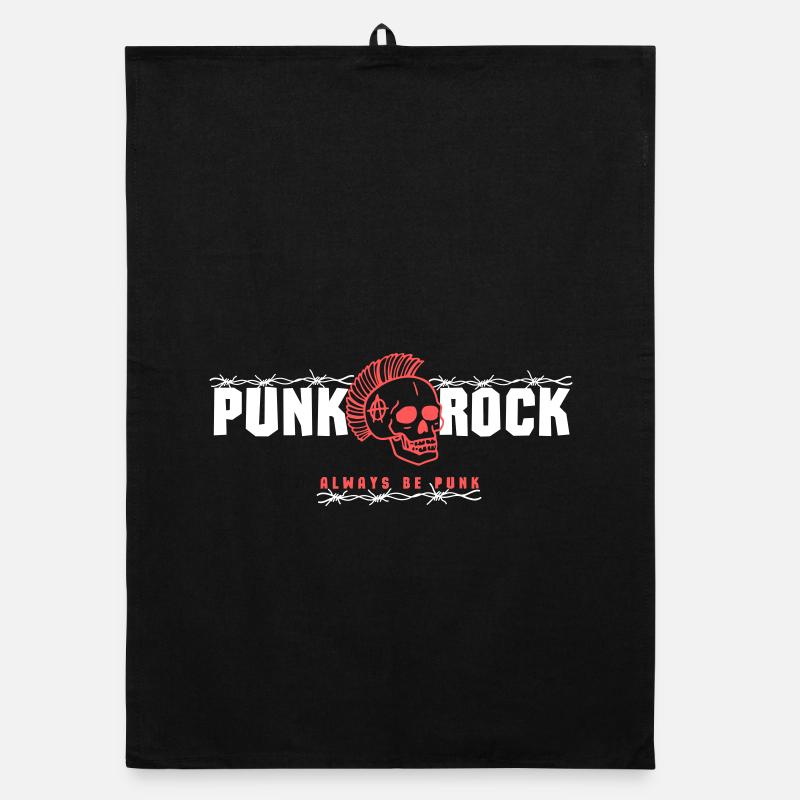 Punk Skull mit rotem Mohawk Organic Geschirrtuch