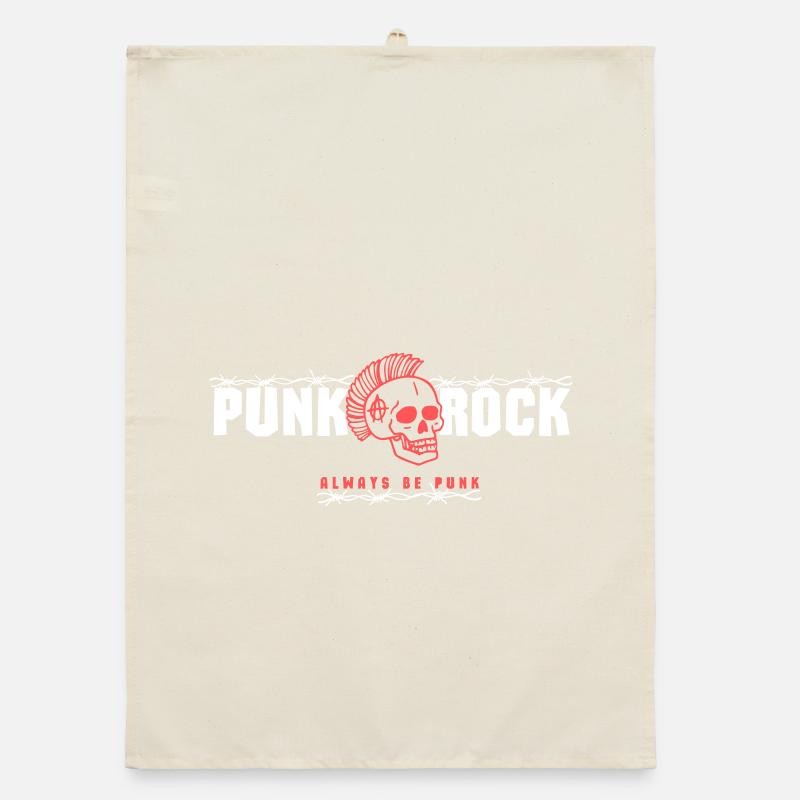 Punk Skull mit rotem Mohawk Organic Geschirrtuch