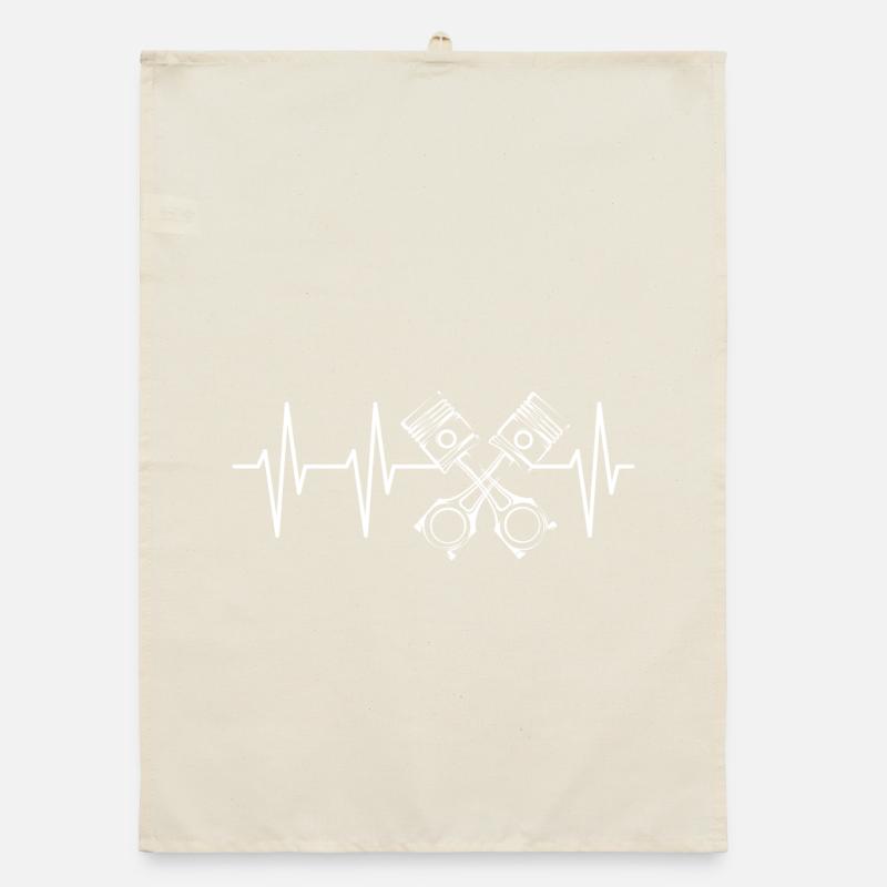 V8 Piston Pulse Racing Car Heartbeat Engine Logo Organic dish towel