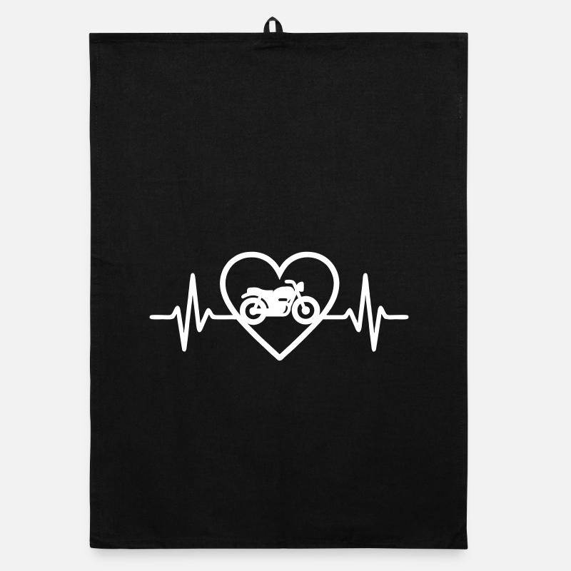 Vintage Motorcycle Heart Biker Organic dish towel