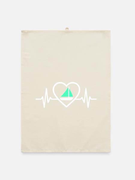 Cœur Voile – Passion Bateau - Organic Geschirrtuch - Natur - Vorne