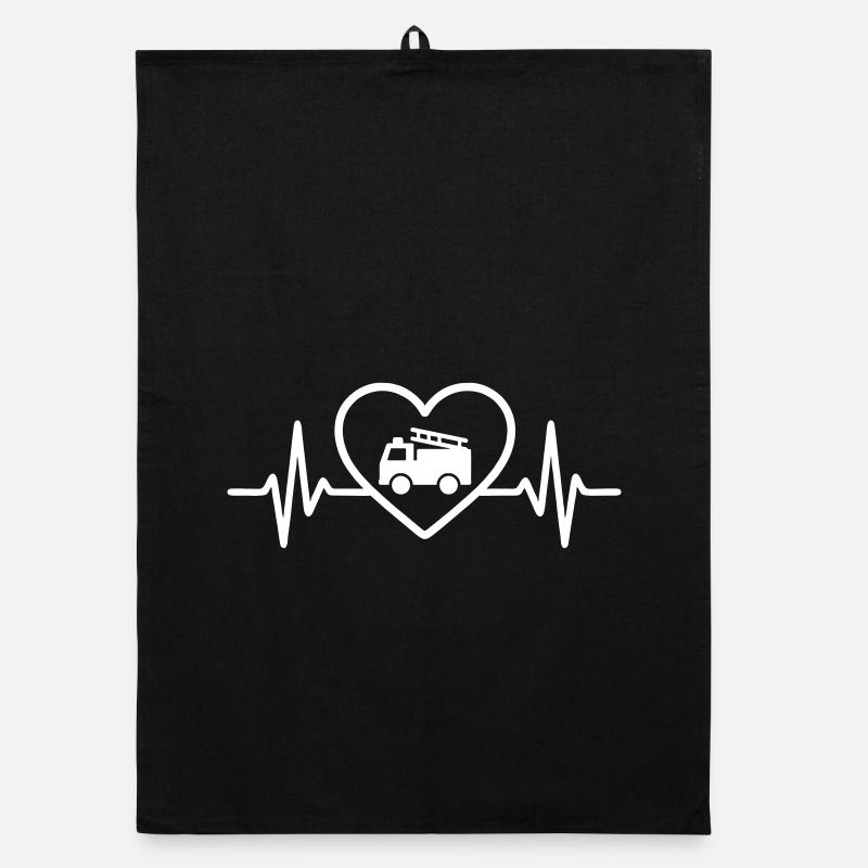 Heart Firefighter Fire Truck Organic dish towel