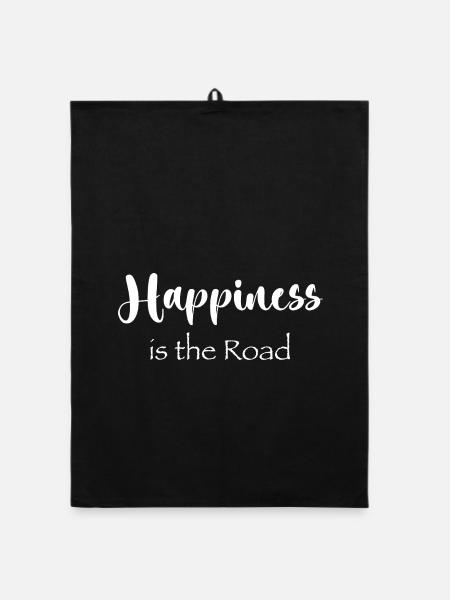 Happiness is the road - Organic Geschirrtuch - Schwarz - Vorne