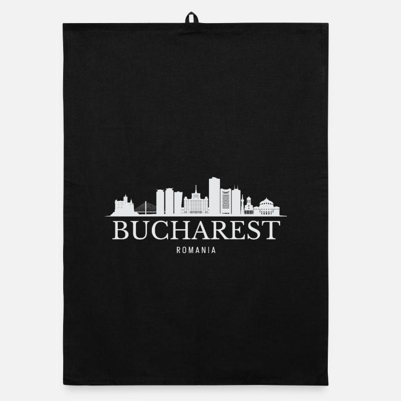Silhouette de Bucarest, Roumanie de Bucarest Torchon bio