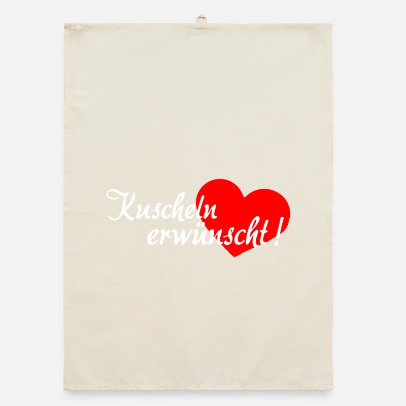 Cuddling Desired - White Red Organic dish towel
