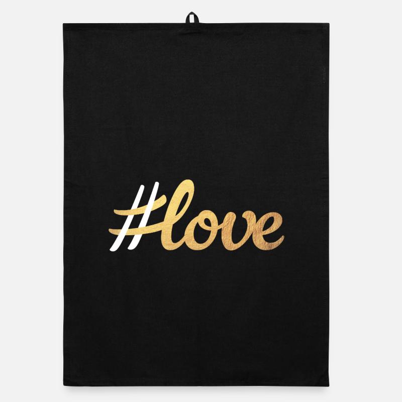 Hashtag Love Love Gold Handwriting Wedding Couples Organic dish towel