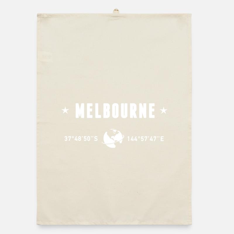Melbourne, Australie, Coordonnées Planète Terre Blanche Torchon bio