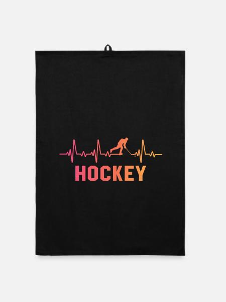 eishockey herzschlag eishockeyspieler hockey - Organic Geschirrtuch - Schwarz