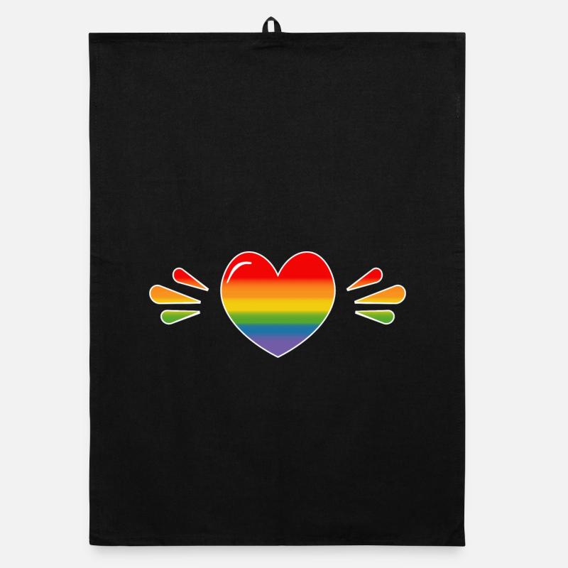 Rainbow Sparkling heart BLACK SHIRT Organic Geschirrtuch