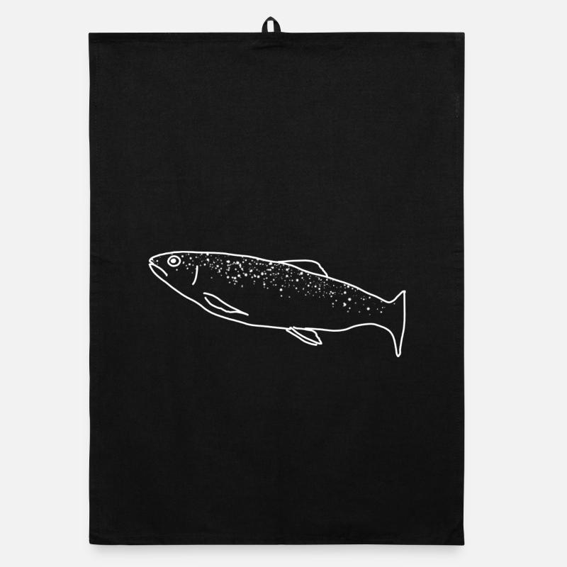Forelle lineart Organic Geschirrtuch