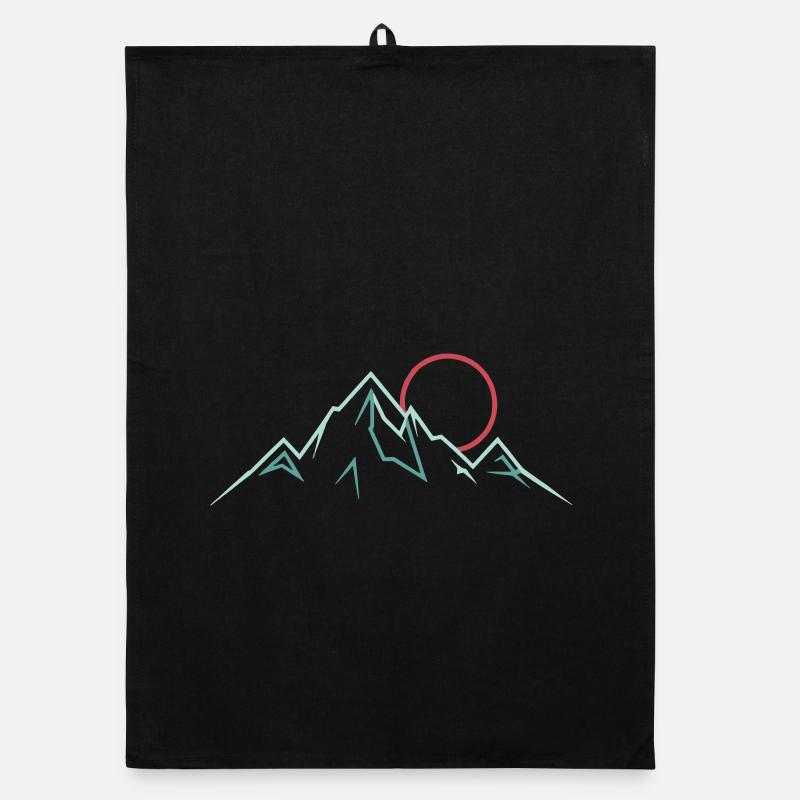 Minimalist Mountain Range with Rising Sun Organic dish towel