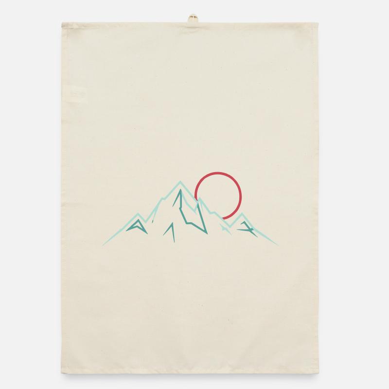 Minimalist Mountain Range with Rising Sun Organic dish towel