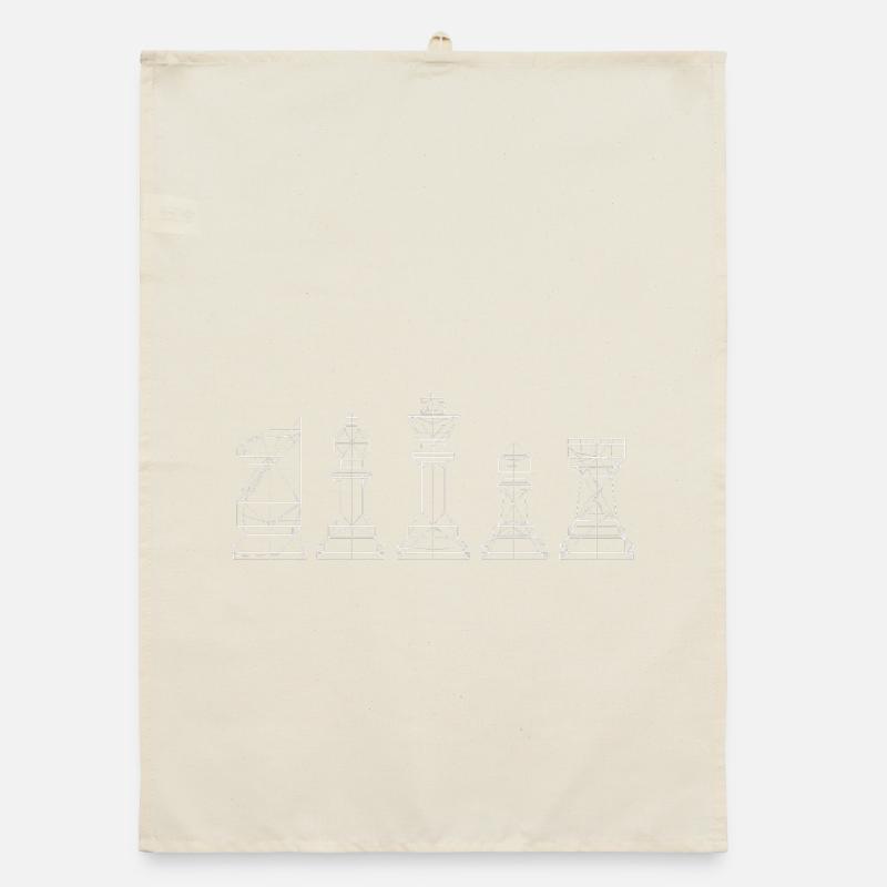 Minimalist Chess Pieces Design Board Game Organic dish towel