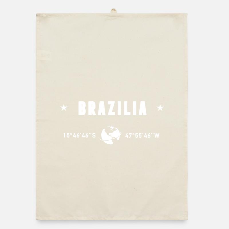 Brasilia Brazil Coordinates Planet Earth White Organic dish towel