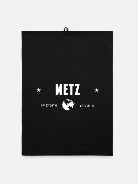 Metz France Coordonnées Gps Blanc - Torchon bio - noir - Devant
