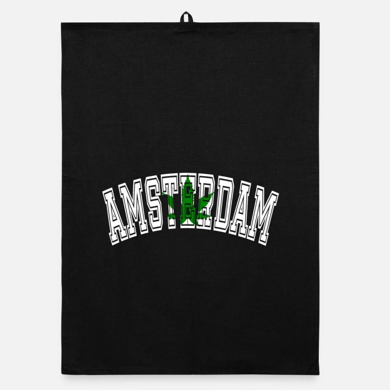 Design d’Amsterdam avec feuille de cannabis Torchon bio