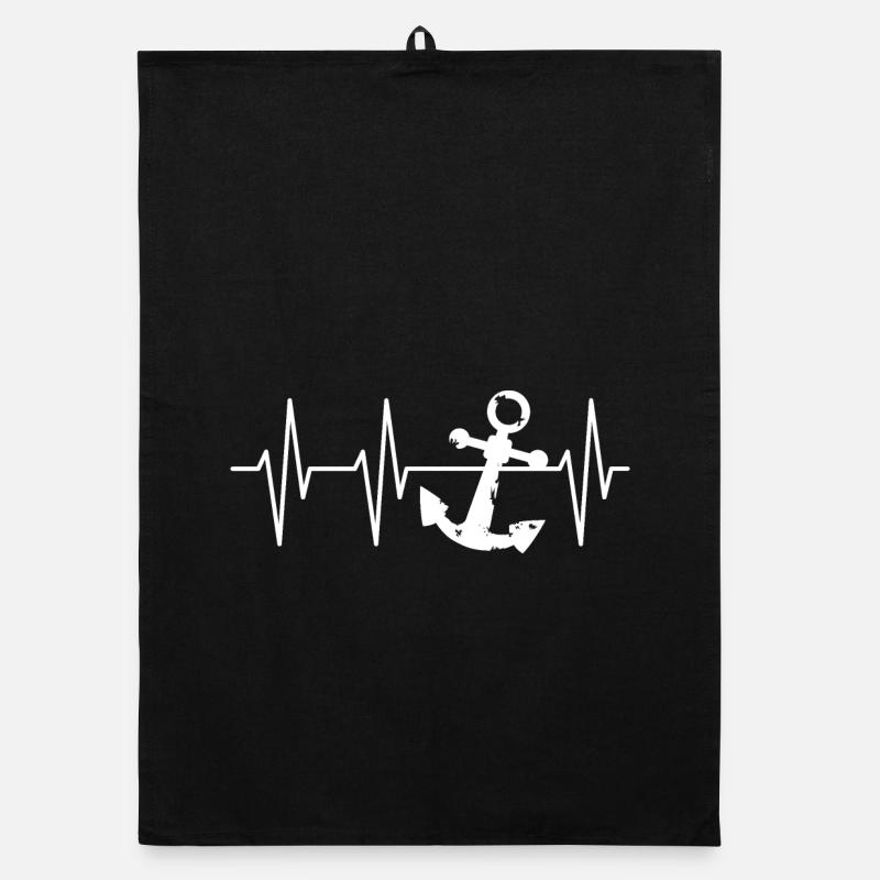 anchor pulse symbol sea ships captains Organic dish towel