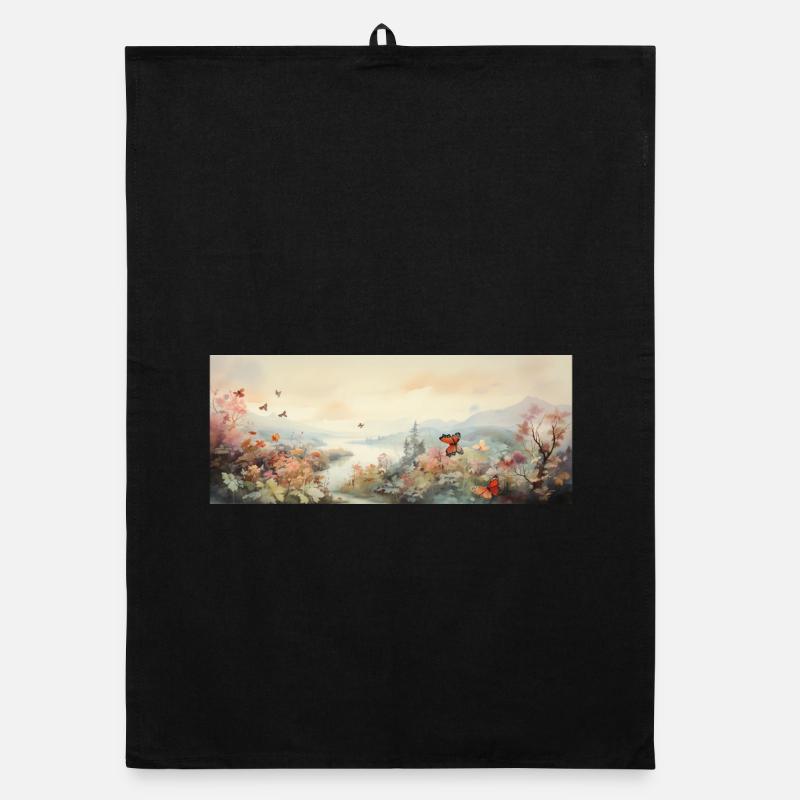 Landschaft mit Schmetterling Organic Geschirrtuch