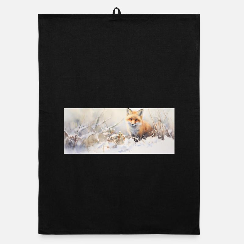 Fuchs Landschaft Schnee Organic Geschirrtuch